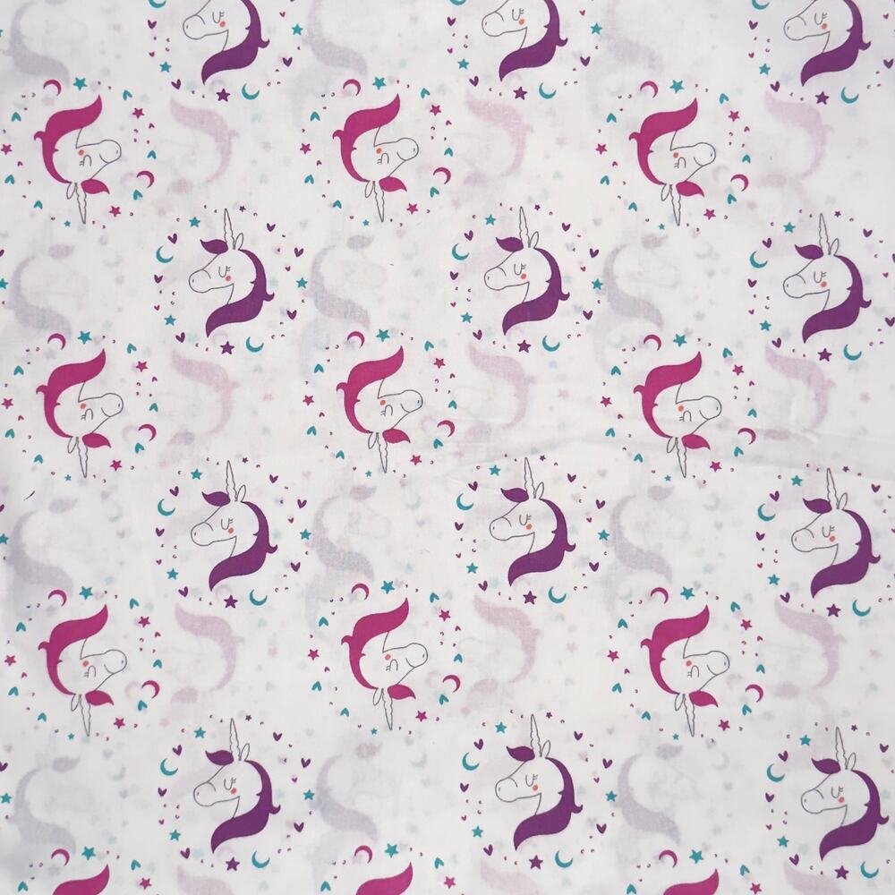 Unicorn Profile Stars, Moons, Hearts | Emma & Mila by Camelot Fabrics | 1/2 Yard